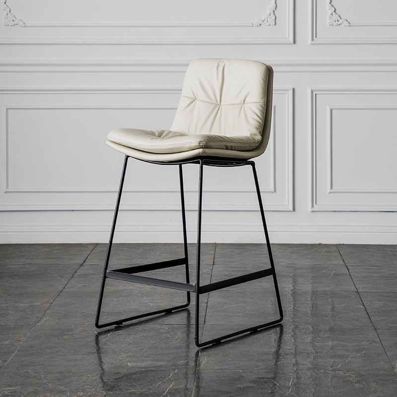 Scandinavian Low Back Home Stool Matte Finish Upholstered Barstool
