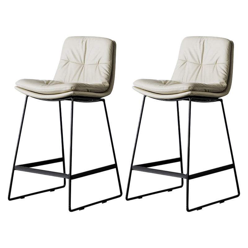 Scandinavian Low Back Home Stool Matte Finish Upholstered Barstool