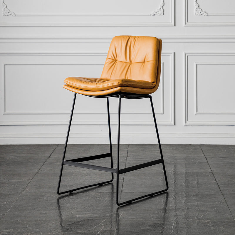Scandinavian Low Back Home Stool Matte Finish Upholstered Barstool