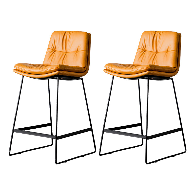 Scandinavian Low Back Home Stool Matte Finish Upholstered Barstool