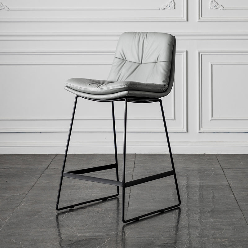 Scandinavian Low Back Home Stool Matte Finish Upholstered Barstool