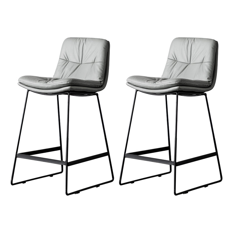 Scandinavian Low Back Home Stool Matte Finish Upholstered Barstool