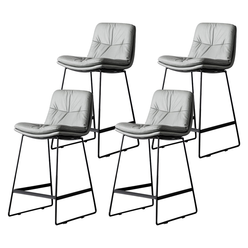 Scandinavian Low Back Home Stool Matte Finish Upholstered Barstool