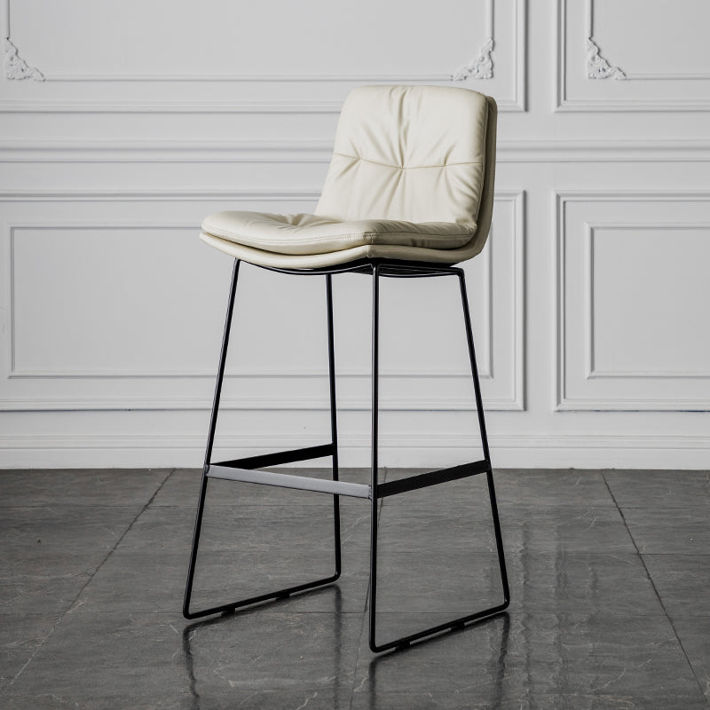 Scandinavian Low Back Home Stool Matte Finish Upholstered Barstool