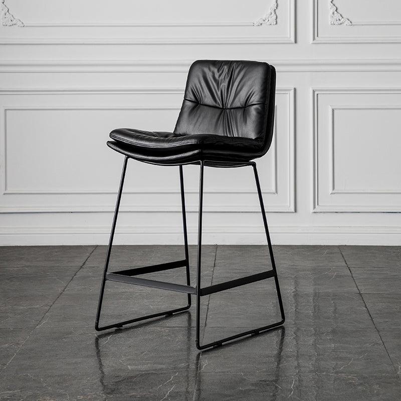 Scandinavian Low Back Home Stool Matte Finish Upholstered Barstool