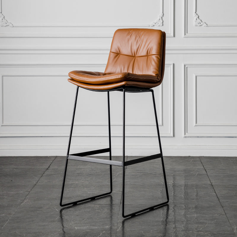 Scandinavian Low Back Home Stool Matte Finish Upholstered Barstool