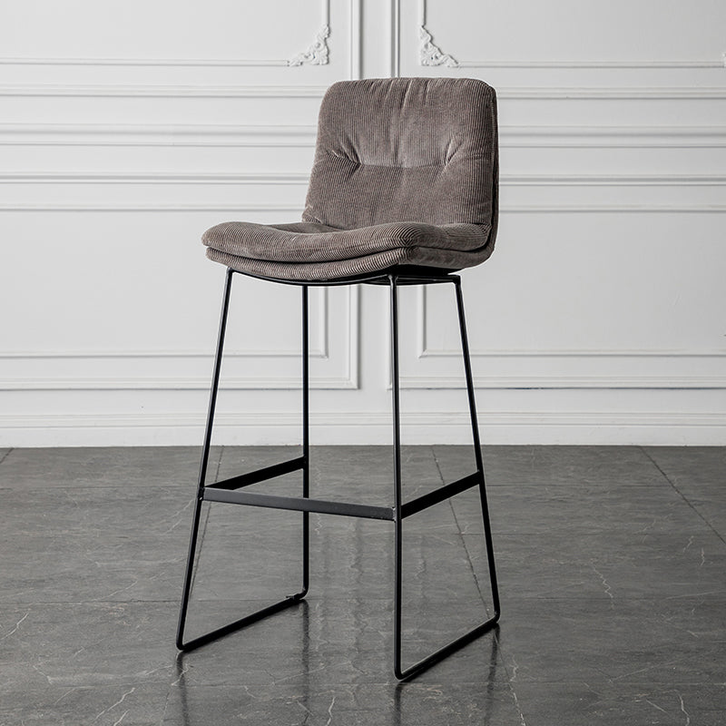 Scandinavian Low Back Home Stool Matte Finish Upholstered Barstool