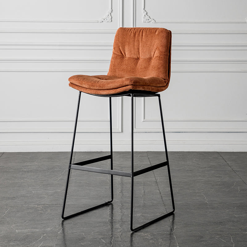 Scandinavian Low Back Home Stool Matte Finish Upholstered Barstool
