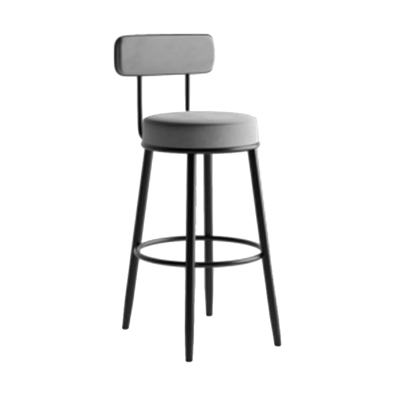 Industrial Backrest Counter Stool Iron Cafe Bar Stool with Pedal and Velvet Cushion