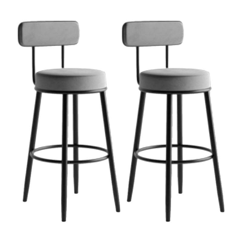 Industrial Backrest Counter Stool Iron Cafe Bar Stool with Pedal and Velvet Cushion