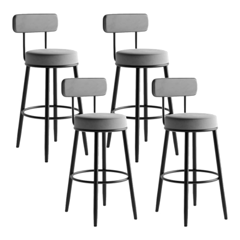 Industrial Backrest Counter Stool Iron Cafe Bar Stool with Pedal and Velvet Cushion