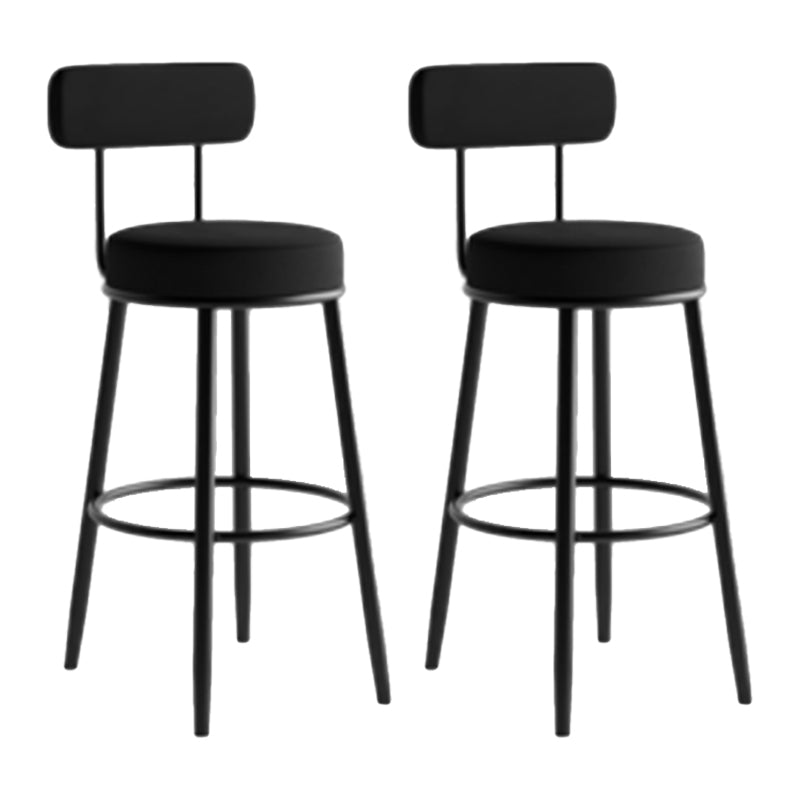Industrial Backrest Counter Stool Iron Cafe Bar Stool with Pedal and Velvet Cushion