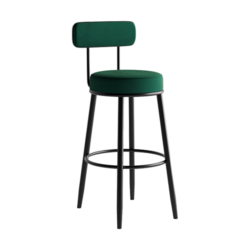Industrial Backrest Counter Stool Iron Cafe Bar Stool with Pedal and Velvet Cushion