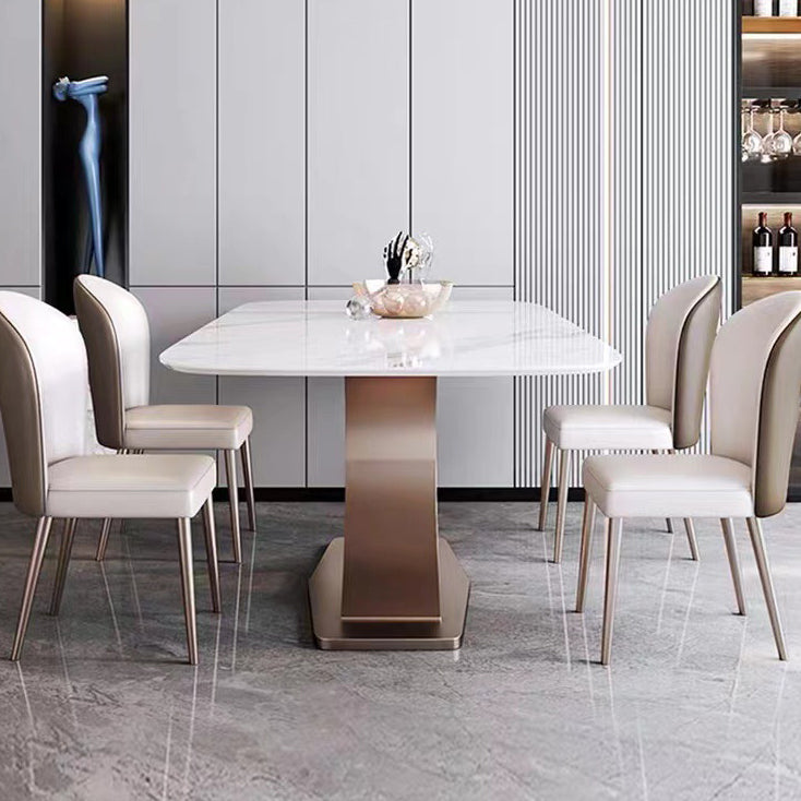 1/4/5/6 Pieces Dining Chairs Set White Rectangular Sintered Stone Top Dining Set for Home