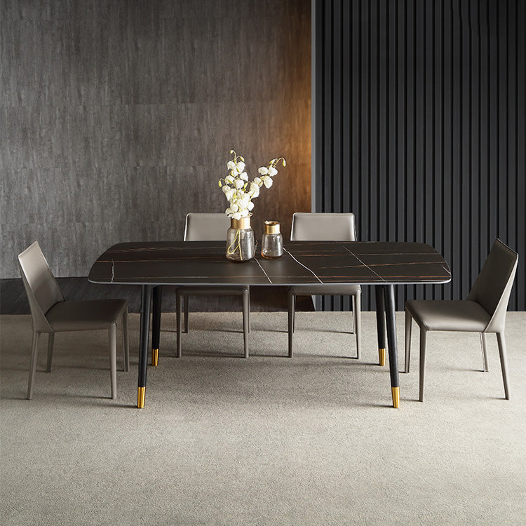 Modern 1/4/5/6/7 Pieces Dining Set Sintered Stone Dining Table with Leather Chairs