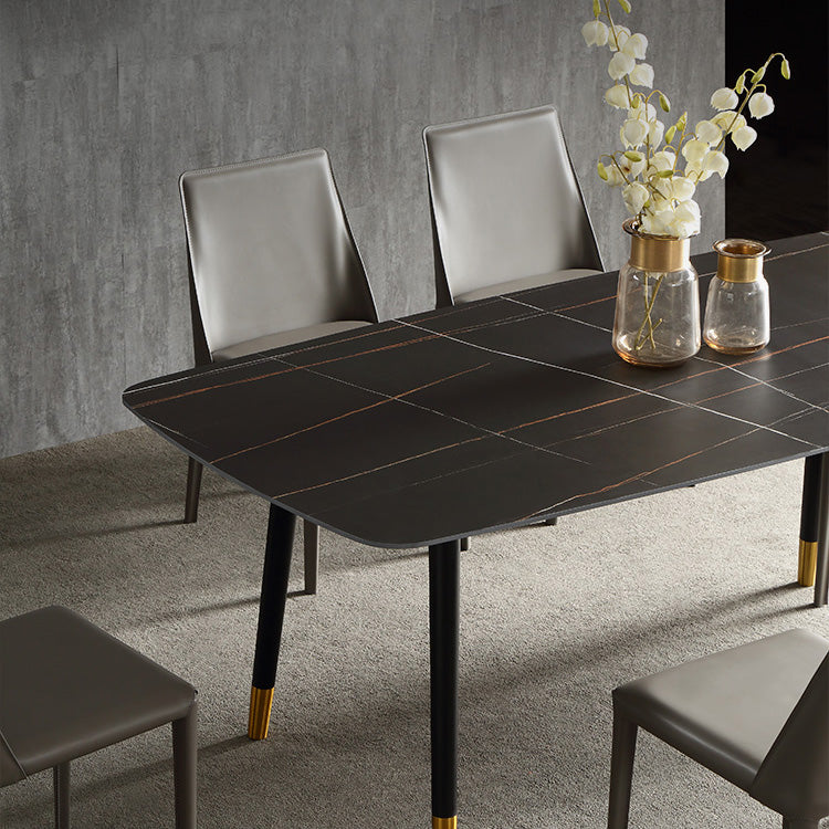 Modern 1/4/5/6/7 Pieces Dining Set Sintered Stone Dining Table with Leather Chairs