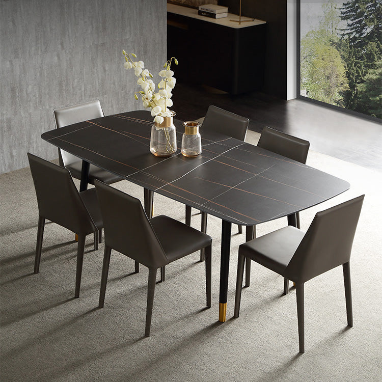 Modern 1/4/5/6/7 Pieces Dining Set Sintered Stone Dining Table with Leather Chairs