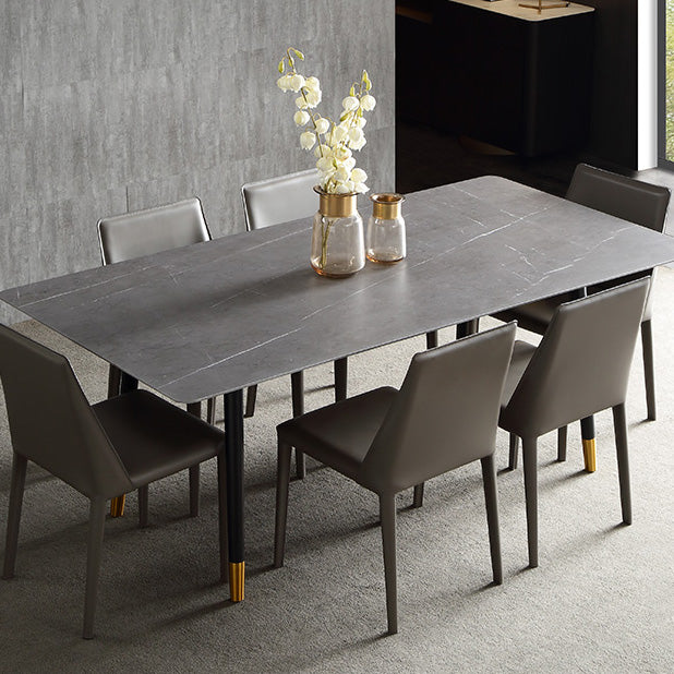Modern 1/4/5/6/7 Pieces Dining Set Sintered Stone Dining Table with Leather Chairs