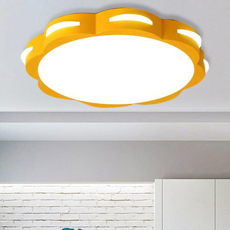Bedroom Ceiling Lighting LED, Macaron Flush Mount Light with Acrylic Floral Shade for Girls