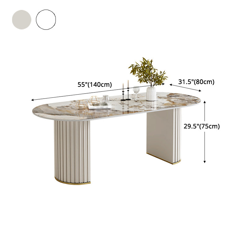 Glam 1/2/5/6/7 Pieces Dining Set Oval Sintered Stone Dining Table Set