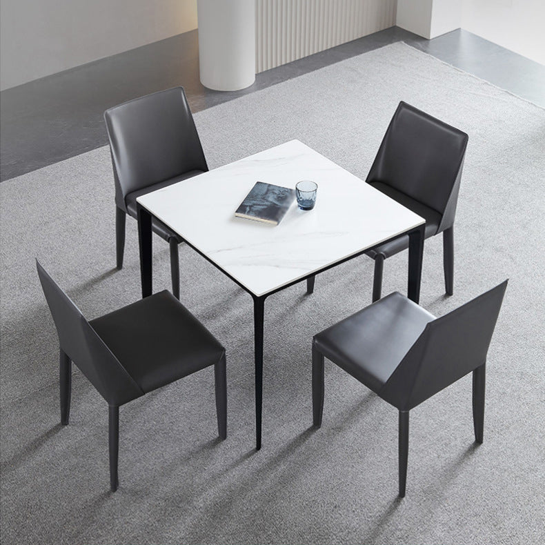 Industrial Style 4 Legs Furniture Stone Square Dining Table for Dining Room