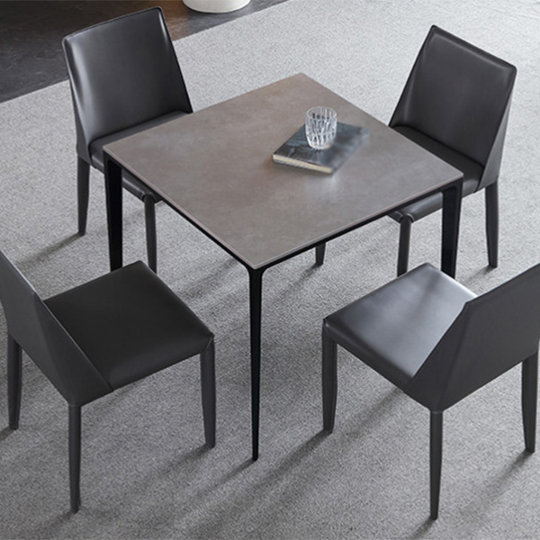 Industrial Style 4 Legs Furniture Stone Square Dining Table for Dining Room