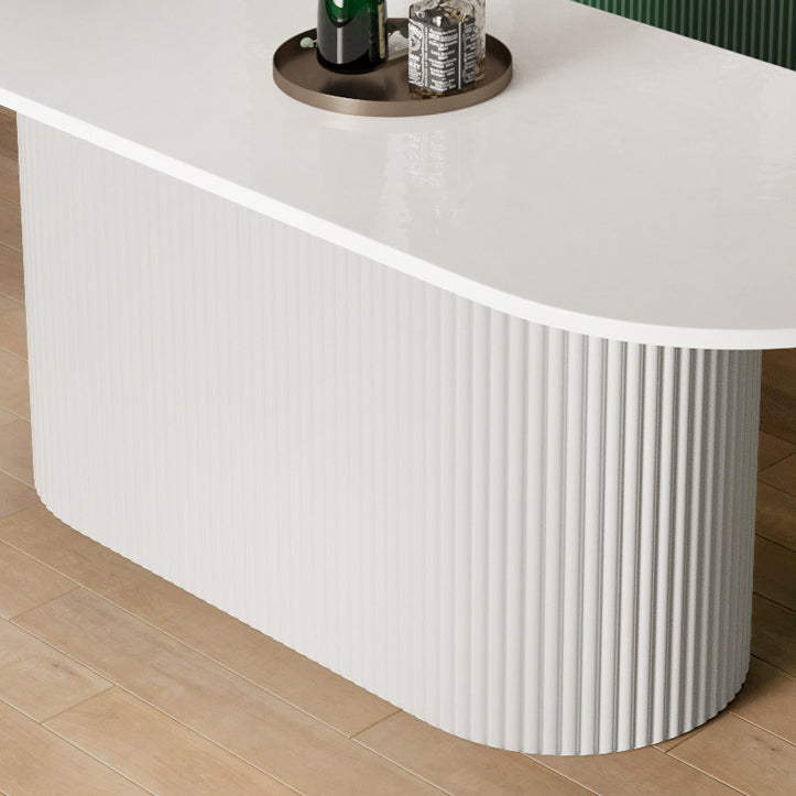 Solid Wood Base Contemporary Oval Indoor Table Pedestal Table for Dining Room