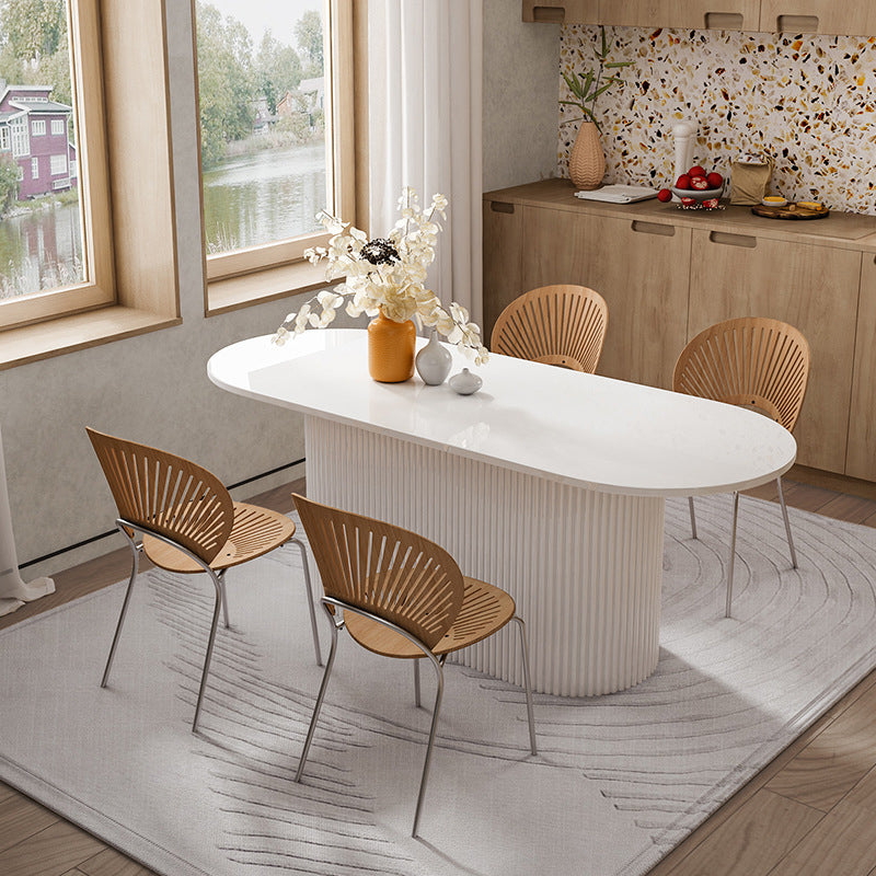 Solid Wood Base Contemporary Oval Indoor Table Pedestal Table for Dining Room