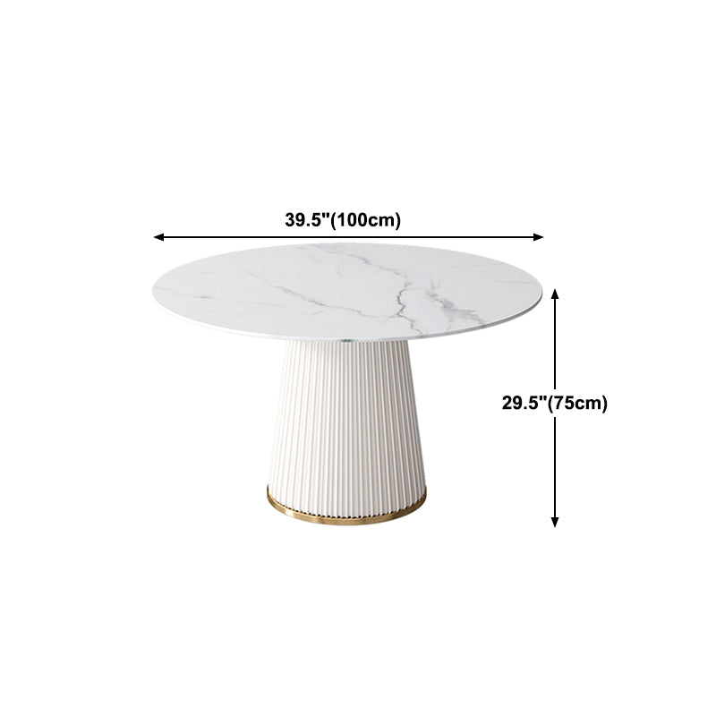 Sintered Stone White Table for Restaurant Luxury Round Dining Table with Pedestal Base