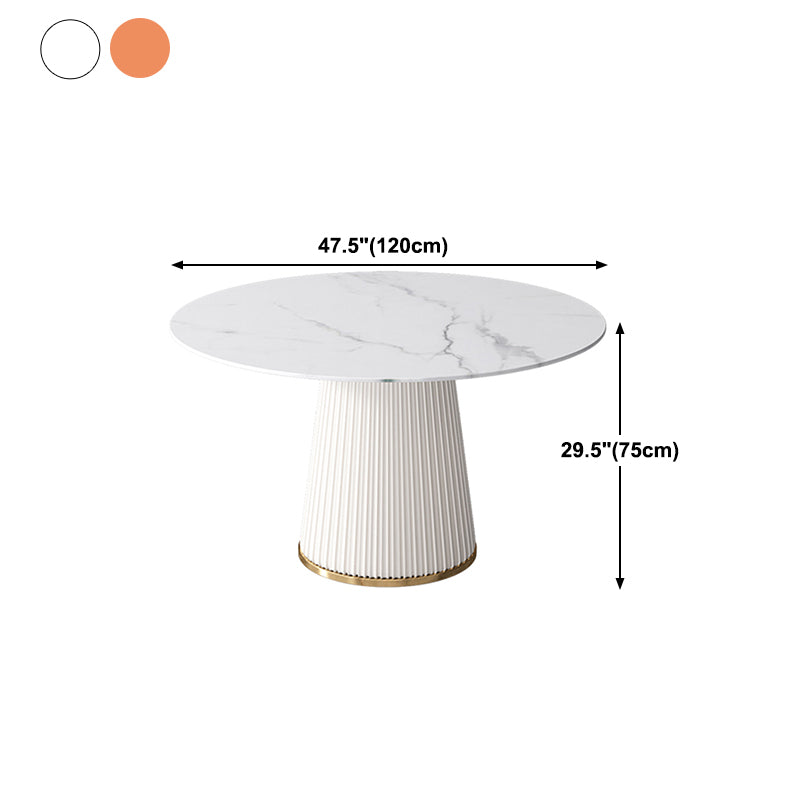 Sintered Stone White Table for Restaurant Luxury Round Dining Table with Pedestal Base