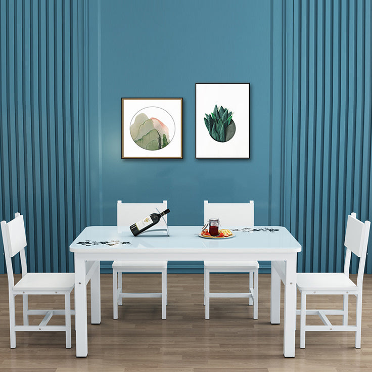 Metal Modern Rectangle Dining Table Glass Top Table for Dining Room and Kitchen