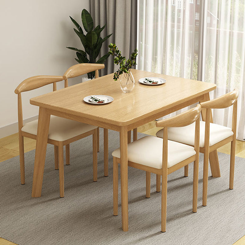 Rectangle Dining Table Mid-Century Modern Dining Table with 4 Wood Legs