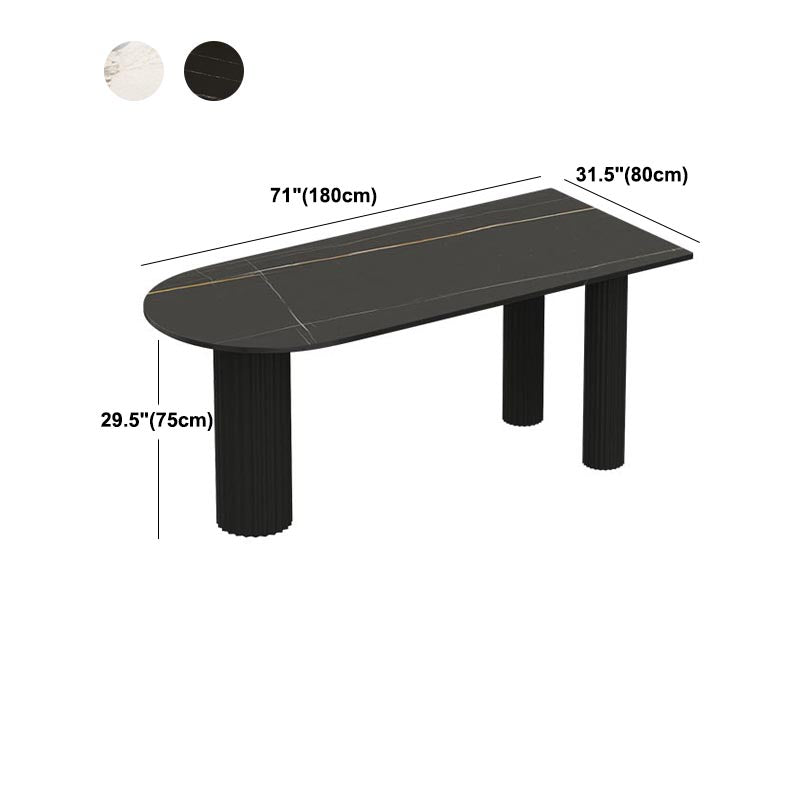 Table de dîner contemporaine en pierre de forme libre, finition mate pour la maison