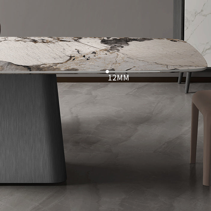 Rectangle Stone Dining Table Modern Dining Table with Pedestal Base