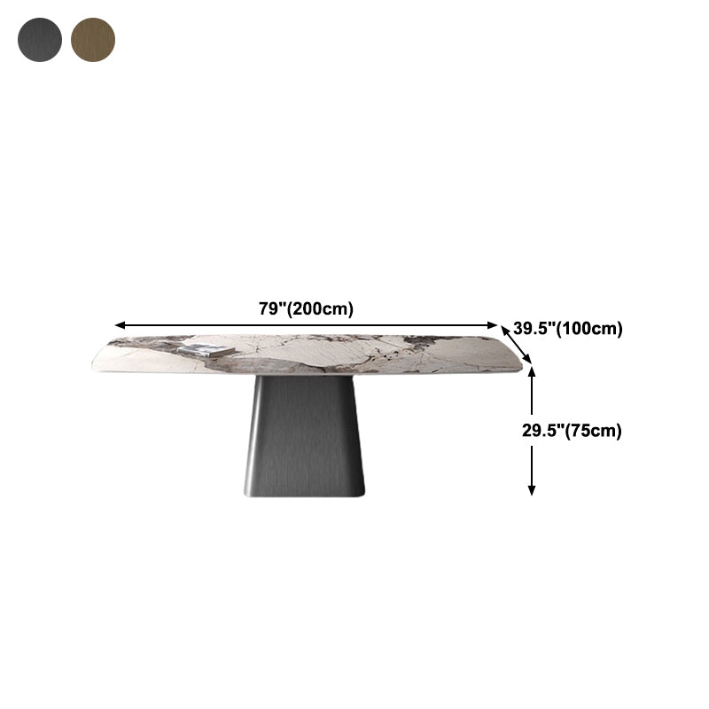 Rectangle Stone Dining Table Modern Dining Table with Pedestal Base