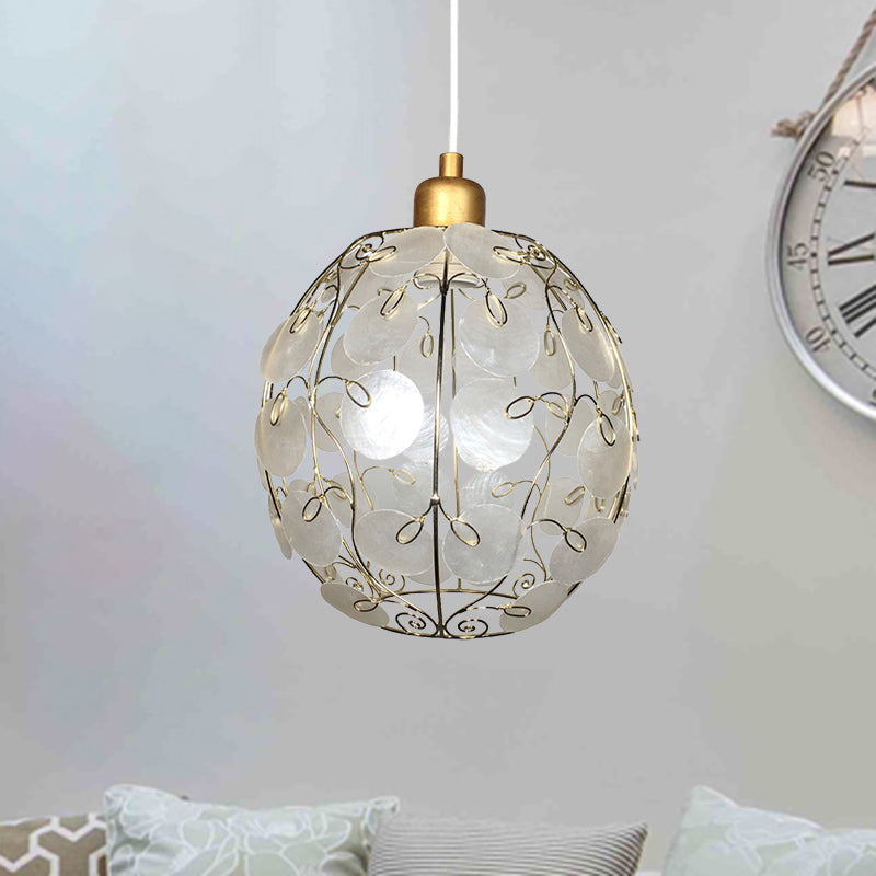 Capacidad colgante colgante de la esfera Luz contemporánea 1 luz de techo blanco claro en acabado dorado