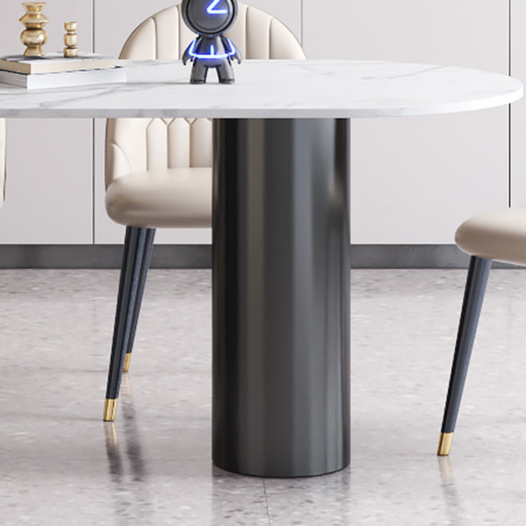 Modern Style Dining Table White Sintered Stone Dining Table with Metal Base for Kitchen