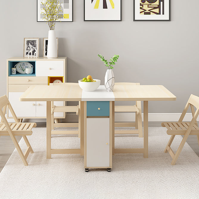 Mid-Century Dining Table Rectangle Wooden Dining Table with Trestle Base