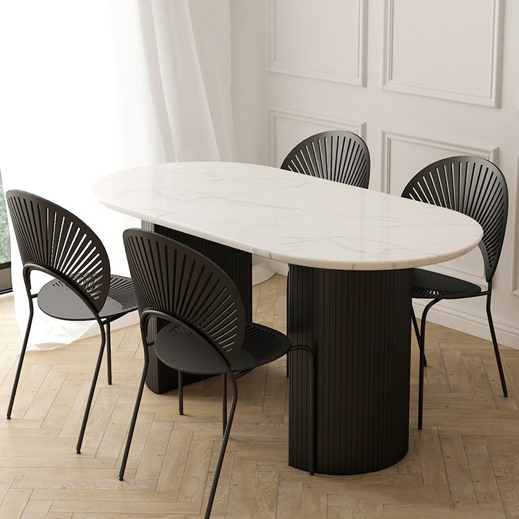 Simplicity Style Furniture Oval Double Pedestal Dining Site Table for Dining Room