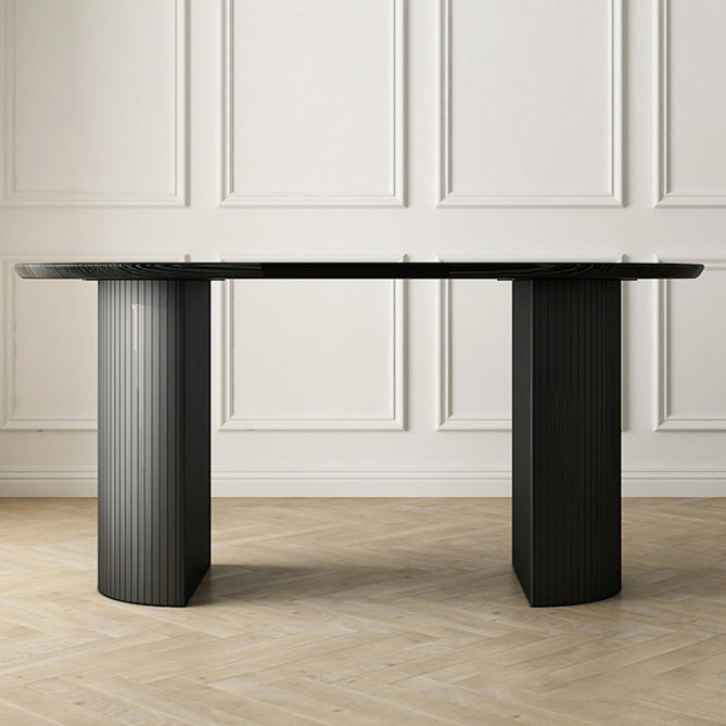 Simplicity Style Furniture Oval Double Pedestal Dining Site Table for Dining Room