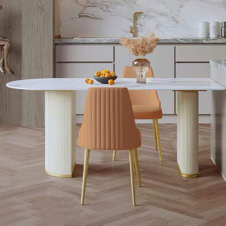 Traditional Luxury Dining Table White Sintered Stone Dining Table for Kitchen