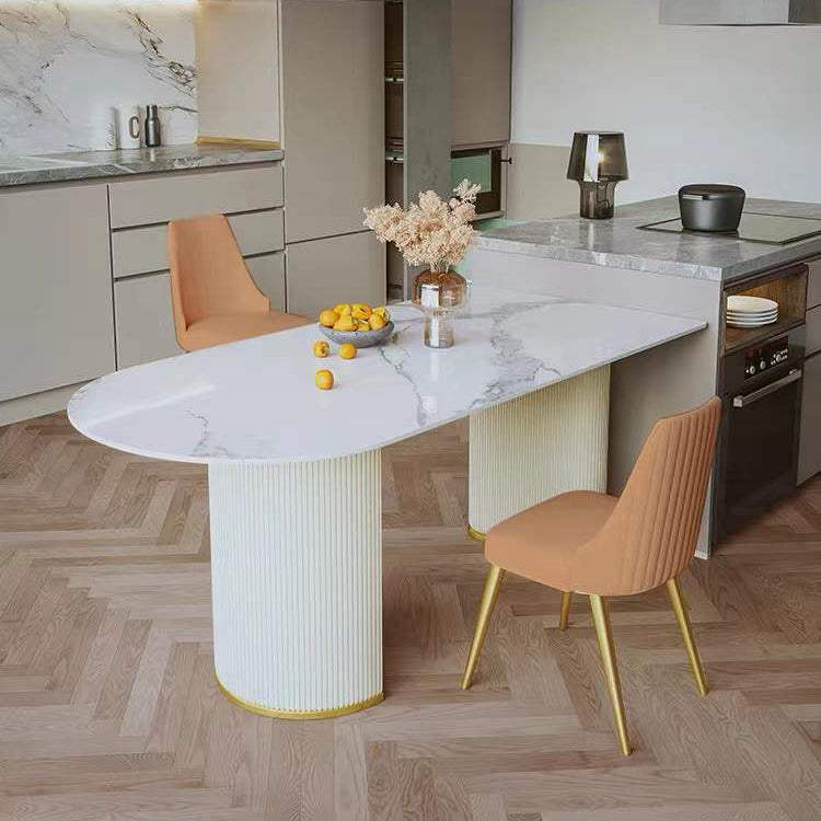 Traditional Luxury Dining Table White Sintered Stone Dining Table for Kitchen