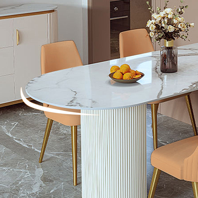 Traditional Luxury Dining Table White Sintered Stone Dining Table for Kitchen