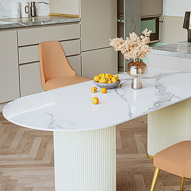 Traditional Luxury Dining Table White Sintered Stone Dining Table for Kitchen
