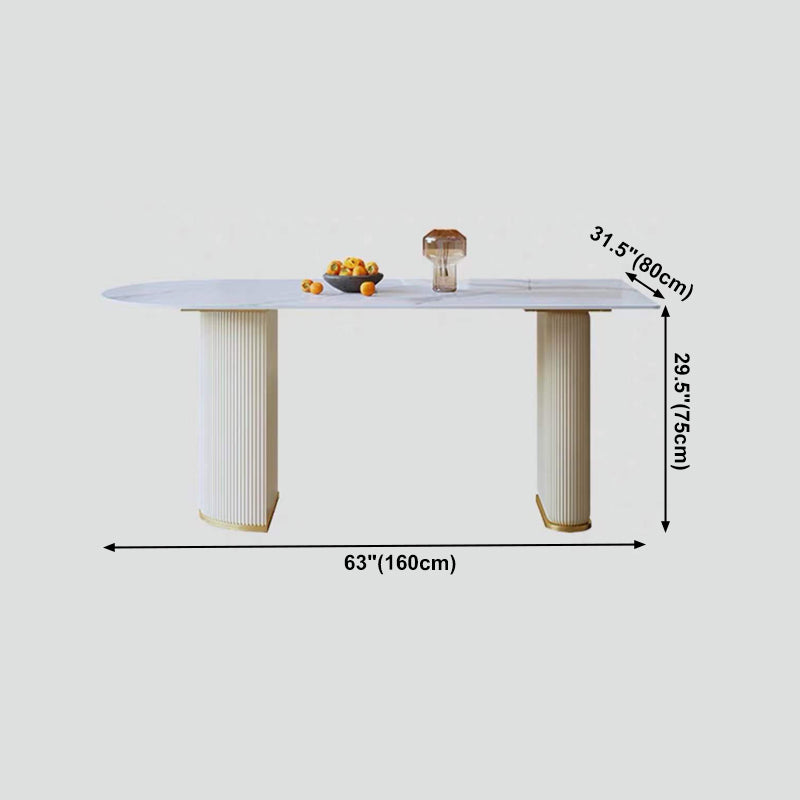 Traditional Luxury Dining Table White Sintered Stone Dining Table for Kitchen