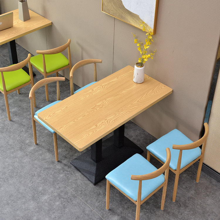 Industrial Wooden Table for Restaurant Dining Table with Pedestal Base in Black