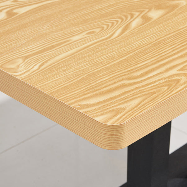 Industrial Wooden Table for Restaurant Dining Table with Pedestal Base in Black