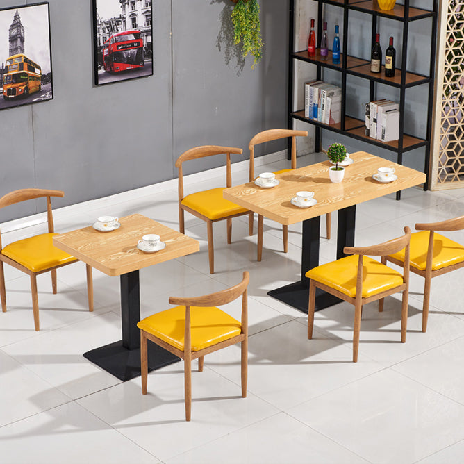 Industrial Wooden Table for Restaurant Dining Table with Pedestal Base in Black