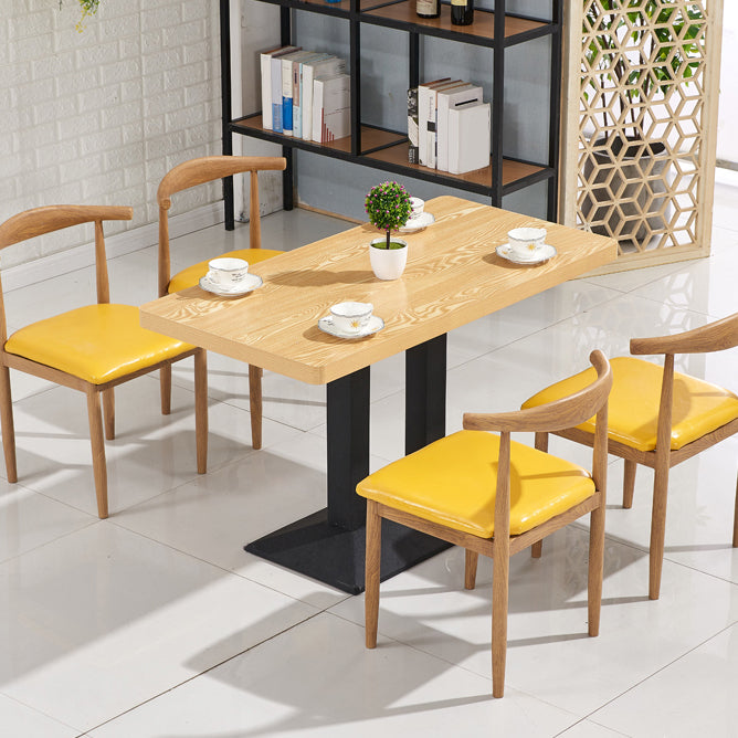 Industrial Wooden Table for Restaurant Dining Table with Pedestal Base in Black
