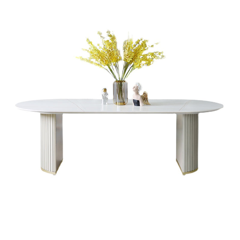 Contemporary White Standard Dining Table Irregular Sintered Stone Dining Table for Kitchen